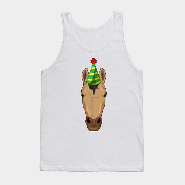 Horse with Party hat Tank Top by Markus Schnabel